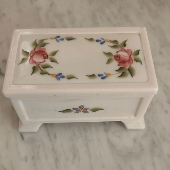 Other - Vintage Westmorland Hand Painted/Signed Milk Glass Jewelry Box